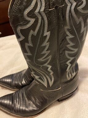 Justin Men's Black Western Embroidered Cowboy Boots 8 black